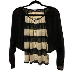Living Doll Los Angeles Sheer Batwing Sleeve Striped Top